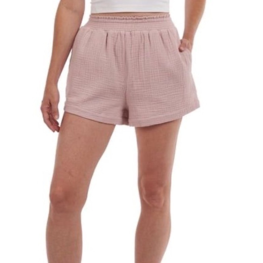 NEW Billabong In The Waves‎ Gauze Short Pink High Waisted Cotton M Pockets